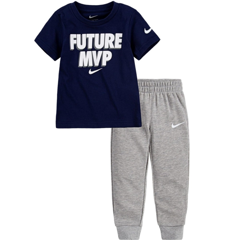 Nike Shirt and Jogger Set Boys 6 Navy Gray Future MVP Activewear 88G178-421